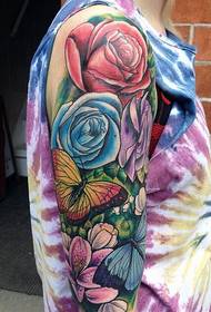 Rose pansy caj npab tattoo txawv