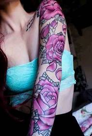 Sexy schoonheid bloem arm rose tattoo
