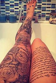 Μακρύ πόδι βασίλισσα βασική μόδα λουλούδι βραχίονας τατουάζ τατουάζ