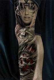 Model de tatuaj braț de flori 3d cu 美女