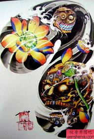 A new Chinese traditional super-sleek one-half lotus  tattoo tattoo tattoo manuscript pattern