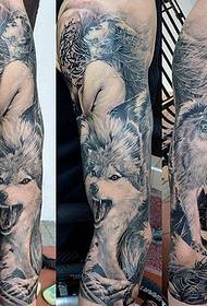 Ang Super Personality Beauty Wolf Head nga Flower Arm Tattoo