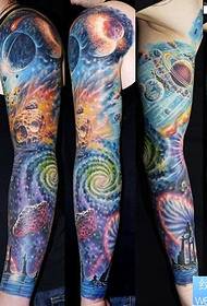 a star flower arm tattoo pattern