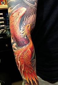Novu stile tradiziunale di u tatuu di braccio di u fiore di u phoenix nirvana