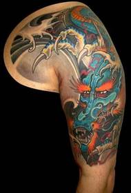 Male tattoo pattern - popular half-blue dragon tattoo pattern works show