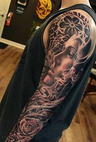 Estilo europeu e americano flor braço beleza retrato tatuagem padrão