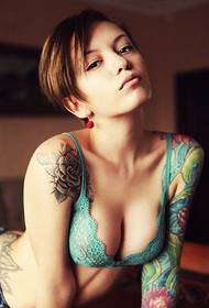 Beauty flower arm and rose tattoo pattern