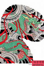 タトゥーBBSは古い日本の伝統的なハーフドラゴンタトゥーパターン原稿画像鑑賞をお勧めします