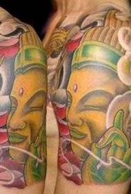 Ọna tatuu idaji-tọwọ-awọ: awọ idaji-ọrun Buddha ori squid tattoo tattoo