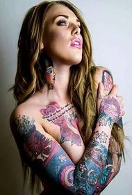 Moud sexy Schéinheet Blummenarm Tattoo Bild