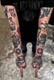 Олдсцхоол стихови шивања цветних руку тетоважа дјелује