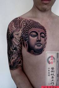 Een populair en erg cool halfkoppig Boeddha hoofd en olifant god tattoo-patroon werkt aanbevolen