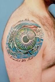 imagine de tatuaj cu braț mare imagine de bărbat cu braț mare pe imagine de tatuaj cu ochi colorați