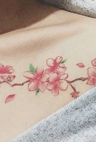 La bellezza del tatuaggio del tatuaggio di prugna sul petto della ragazza clavicola