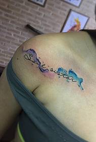 clavicle kirje splash muste maalattu tatuointi kuvio
