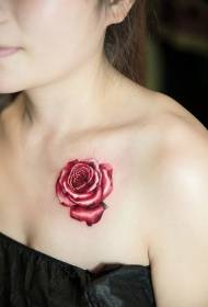 beauty clavicle rose painted tattoo pattern