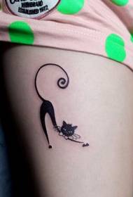 modello di tatuaggio popolare gatto moda ragazza gamba