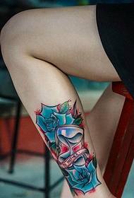 ženské telecí přesýpací hodiny růžové tetování