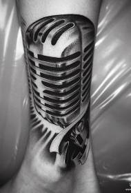 cheville microphone réaliste modèle de tatouage gris noir européen et américain