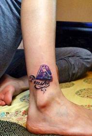 láb gyönyörű lila gyémánt tetoválás minta