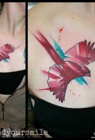 clavicle splash blekkfarge fugl tatovering mønster