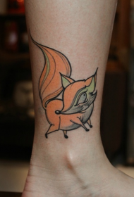 ข้อเท้าลายการ์ตูน Little Fox Tattoo