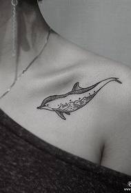 Sieviešu Clavicle Sting Dolphin mazs, svaigs tetovējums