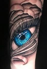 eine Reihe von realistischen realistischen 3D-Augen-Tattoo-Designs mit blauen Augäpfeln