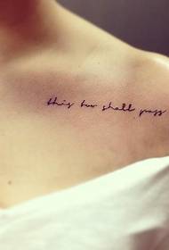 sexy eleganteng clavicle Ingles tattoo