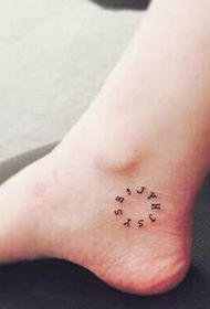 ankle simple English letter tattoo