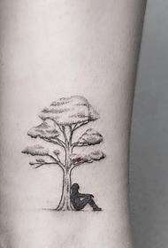 kotník bod strom a portrét tetování vzor
