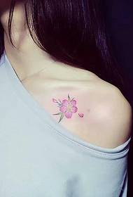 Clavicle kaunis muoti seksikäs kukka tatuointi malli