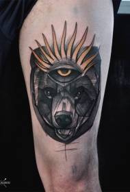 comb színű fantasy medve szem tetoválás mintával