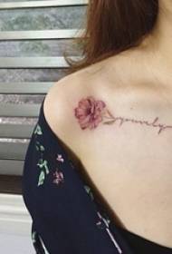 fata sub claviculă pictată acuarela frumoasă imagine de tatuaj cu flori