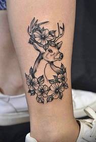 new fashion deer tattoo pattern under bare feet