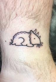 piedi di ragazzi su piante nere linea semplice e immagini di tatuaggi di piccoli animali del fumetto