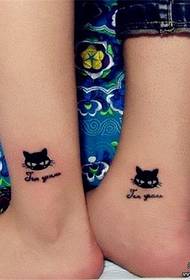 couple ankle cat tattoo pattern