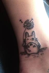 picior chinchillas de păpădie desen animat mic model de tatuaj proaspăt