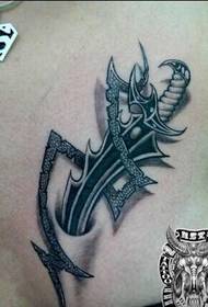 boys chest beautiful 3D dagger personality tattoo