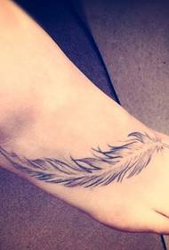 fashion beautiful instep feather tattoo