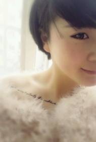non-mainstream qiz klavikula moda oddiy ingliz Tattoo naqsh