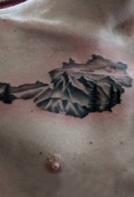 mountain tattoo boys collarbone Tattoo picture on black mountain