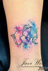 ankle color splash ink origami elephant tattoo ຮູບແບບ