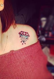 clavicle fashion diamond English tattoo