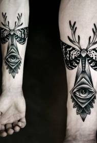 bukton nga itom nga grey point thorn eye moth antler tattoo pattern