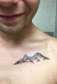 ragazzi clavicola su nero spinoso astratto linea immagini di tatuaggi di montagna