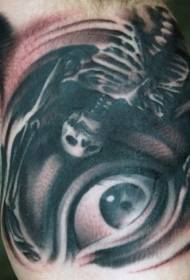Modeli i tatuazheve skelet të syve të mëdhenj misterioz dhe skelet