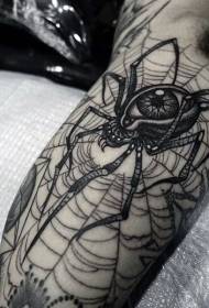 Үлкен қара жұмбақ паук және көзге арналған тату-сурет