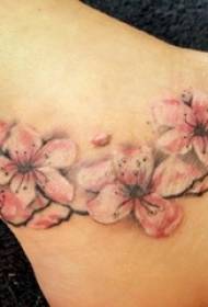 girls on the ankle painted Gradient simple line plant plum tattoo picture