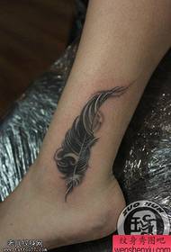 female ankle feather tattoo pattern